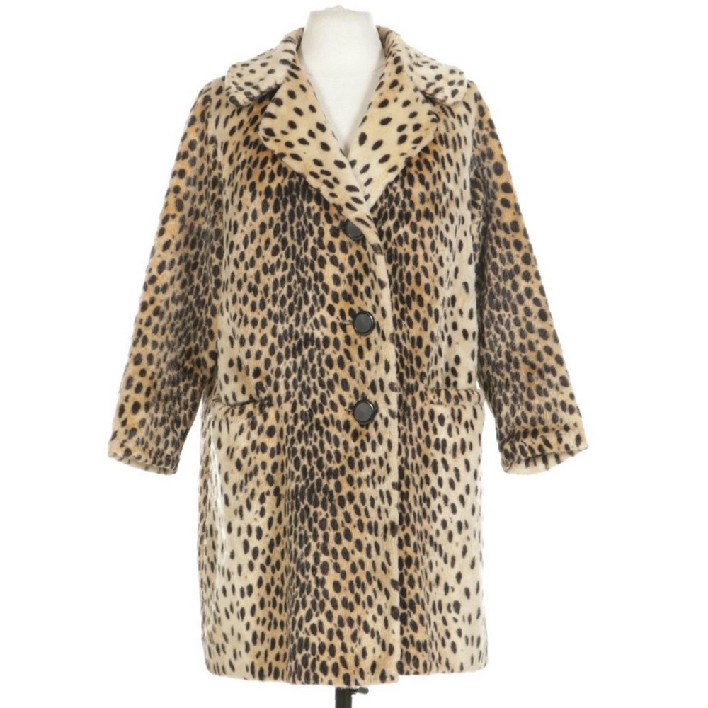 1960s Leopard Print Faux Fur Coat - Beige/Black